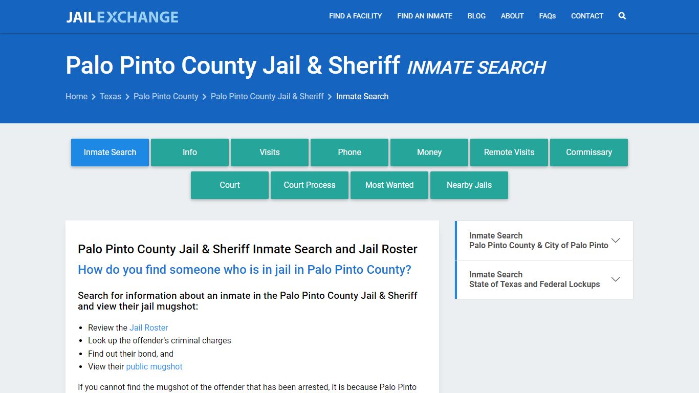 Palo Pinto County Jail & Sheriff Inmate Search - Jail Exchange